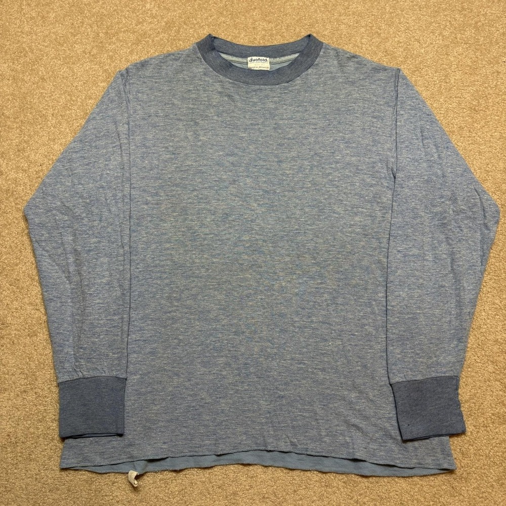 Vtg 60s Duofold Thermal Shirt Mens Medium Blue Double‎ Layer Two Tone LS Grunge
